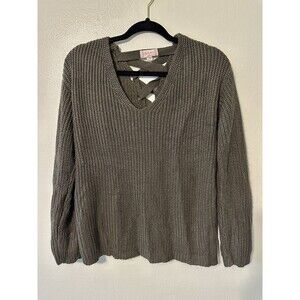 Attard State Women's Olive Green‎ Lace Up Back Sweater Size S